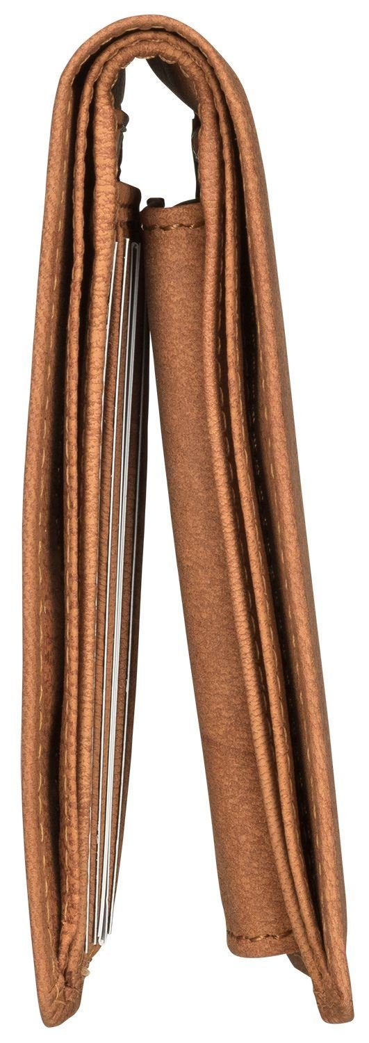 Red Baron Geldbörse Geldbeutel Leder Braun RB-WT-004-02, Kreditkartenfächer, Münzfach mit Druckknopf