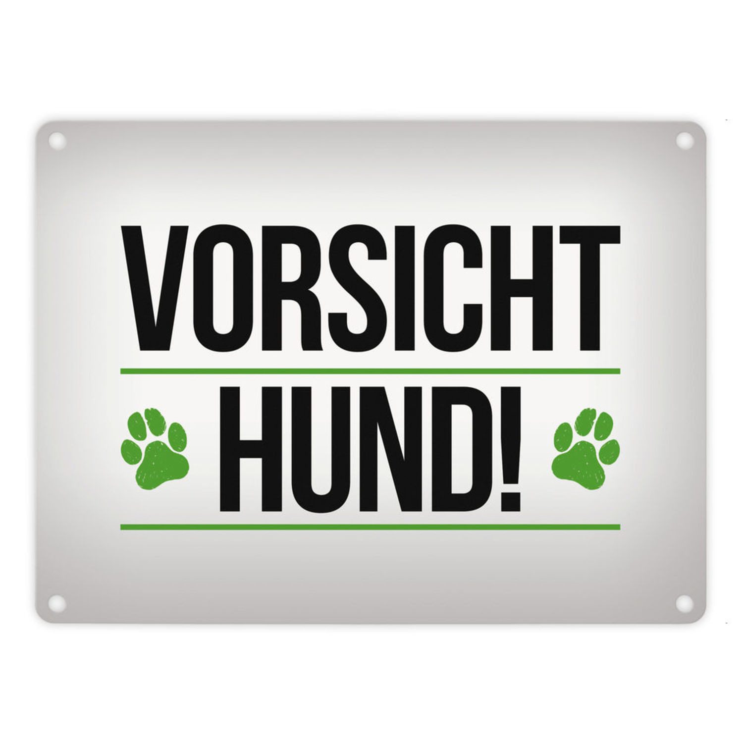 Metallschild Vorsicht Hund! Metallschild mit Pfoten Motiv in grün Warnung Hinweis