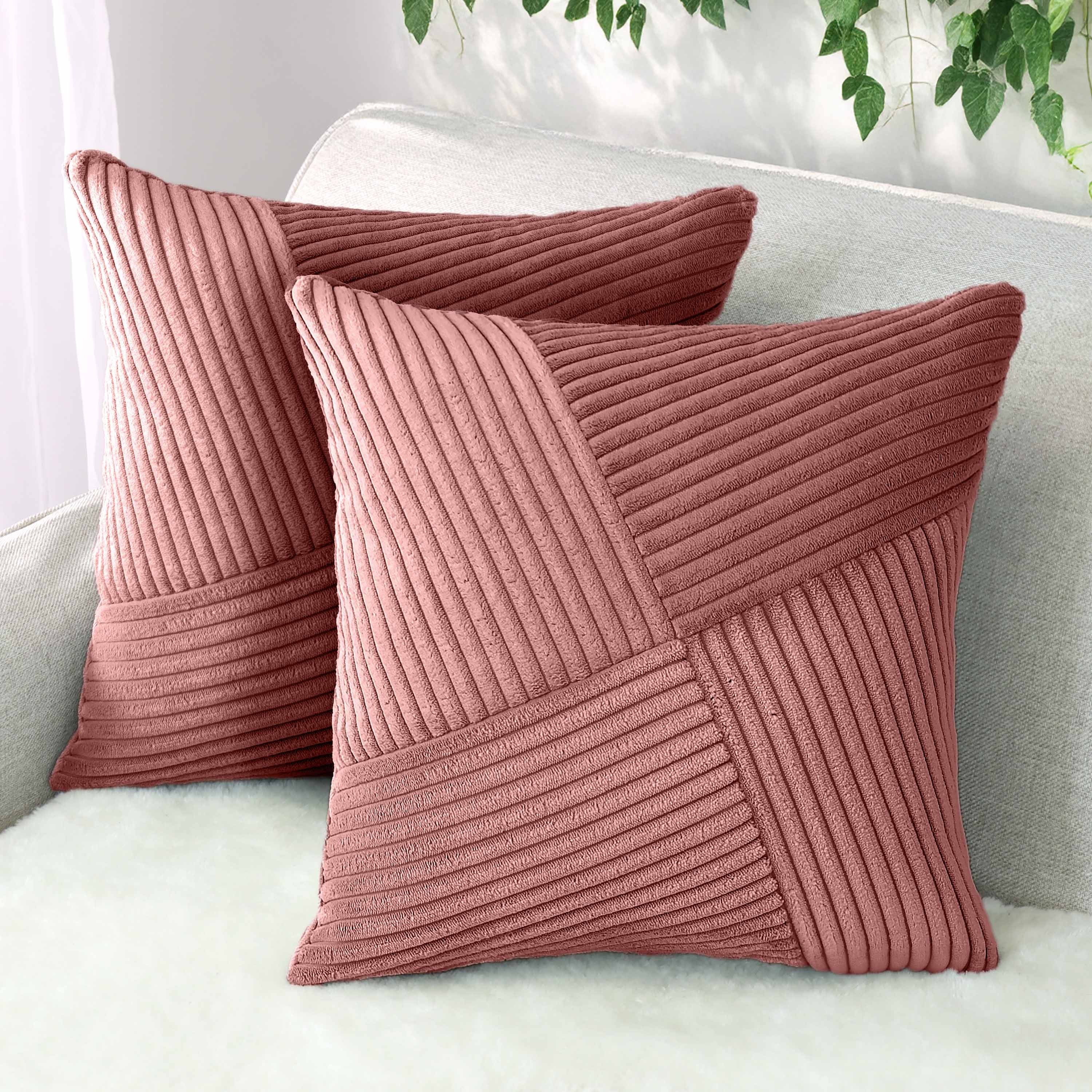 Amilian Dekokissen Sofakissen 40x40 2er Set mit Füllung und Bezug - Cord-Optik, Reißverschluss, formstabil, 2 Stück