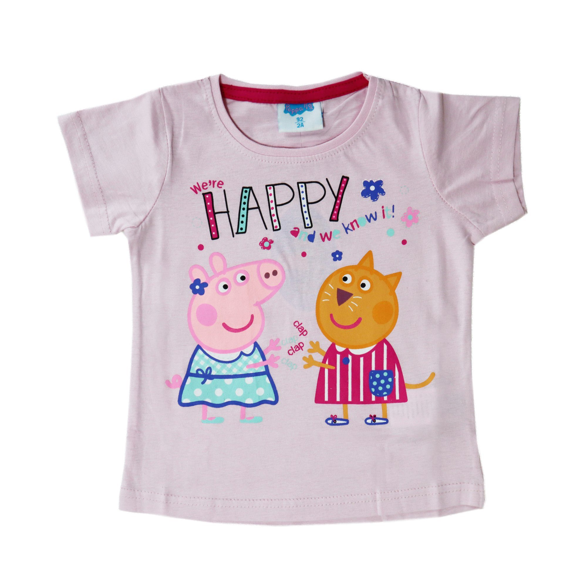 Peppa Pig Print-Shirt Peppa Wutz und Mieze Molly Baby Kinder T-Shirt Gr. 92 bis 116, 100% Baumwolle Rosa