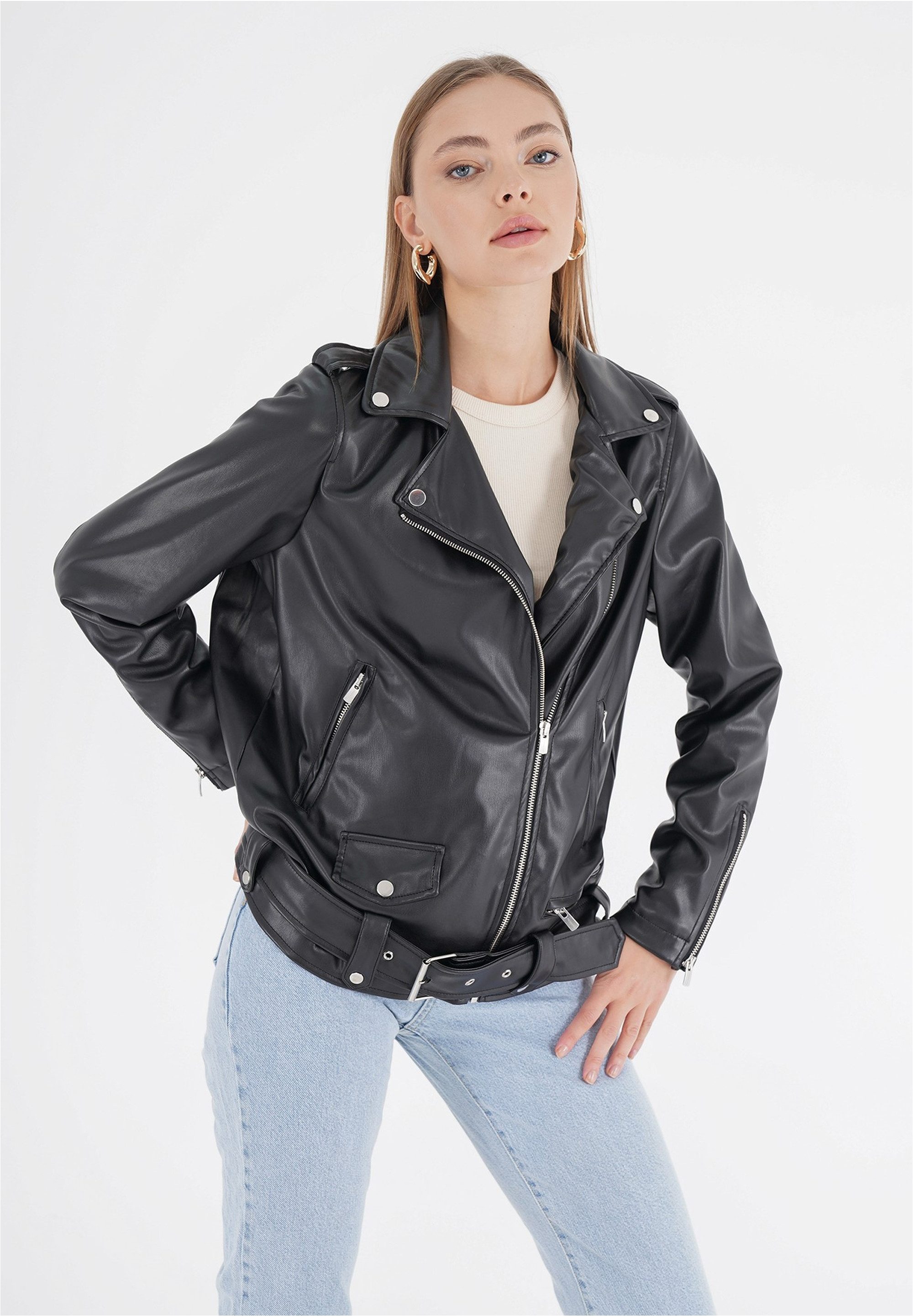 freshlions Lederimitatjacke Nela (1-St) in angesagter Kunstleder-Optik günstig online kaufen