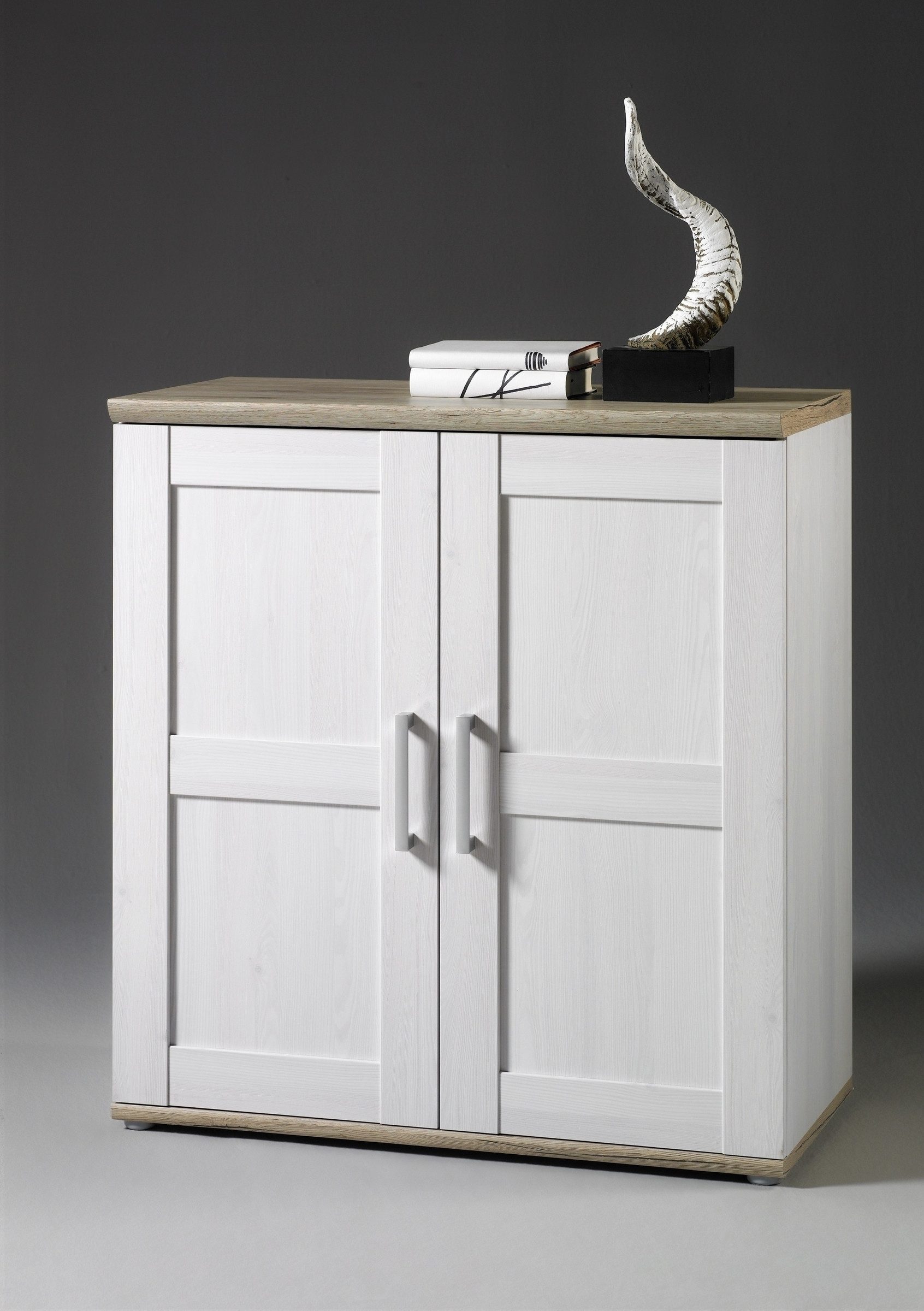 PREISBRECHER Kommode Romance, 2 Türen, Sibiu Lärche / San Remo Hell - 93x99x45cm (BxHxT)
