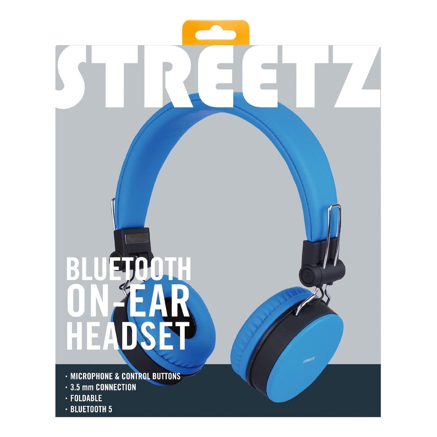 faltbar STREETZ zu Kopfhörer integrierter AUX Freisprecheinrichtung Kabel inkl. (integriertes Bluetooth Spielzeit 22Std Garantie) Mikrofon, blau Jahre bis 5 Kopfhörer mit On-Ear