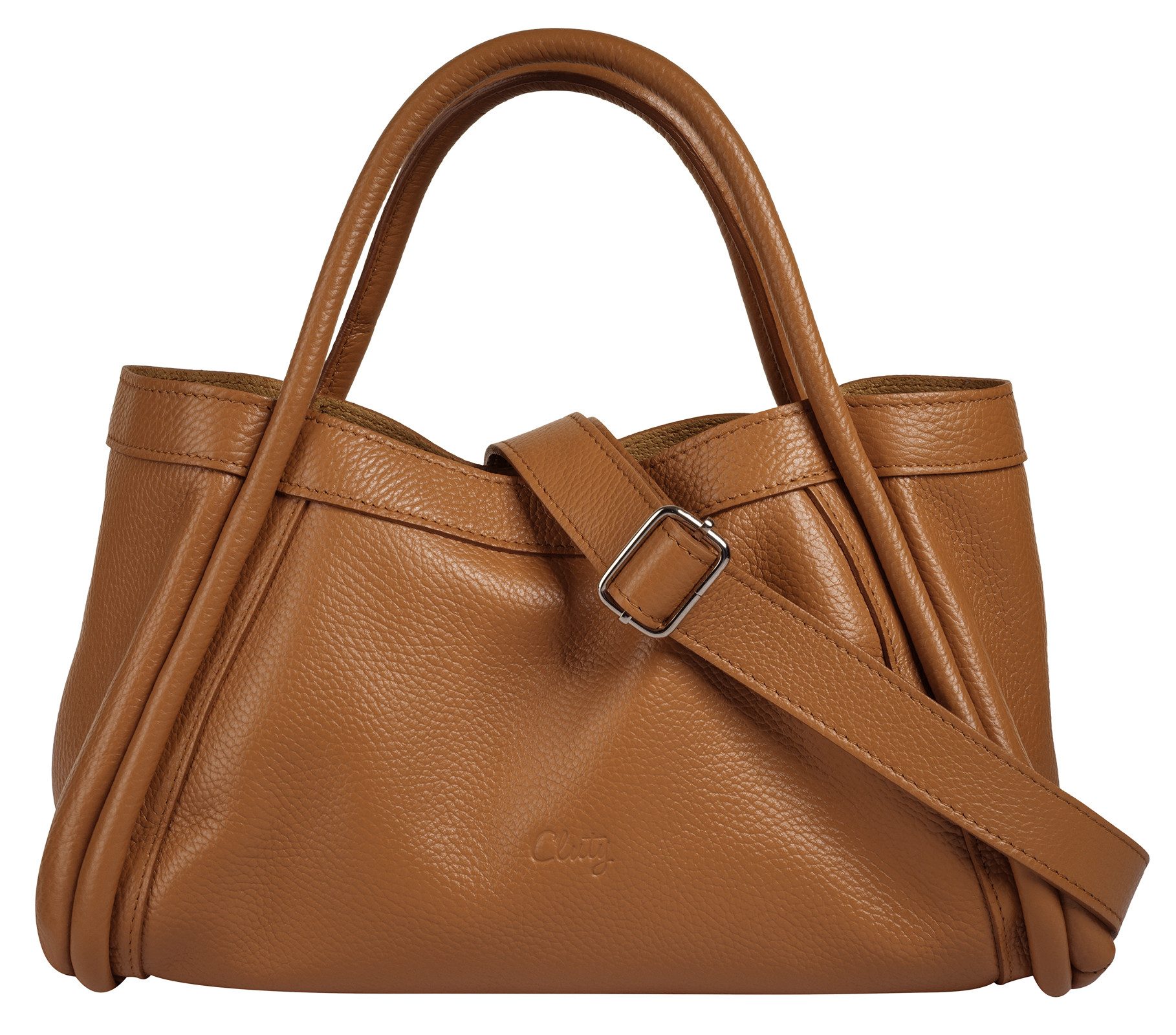 Cluty Henkeltasche 2 in 1, echt Leder, Made in Italy