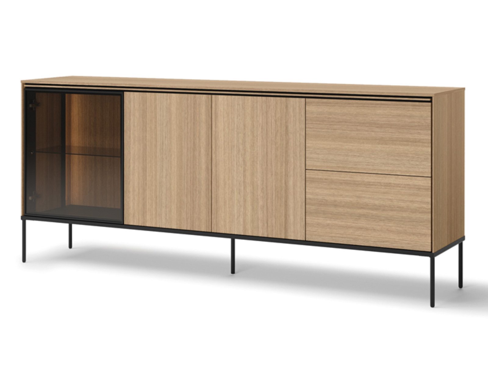 yourhouse24 Kommode VISSO VI-06 mit Beleuchtung Eiche linear