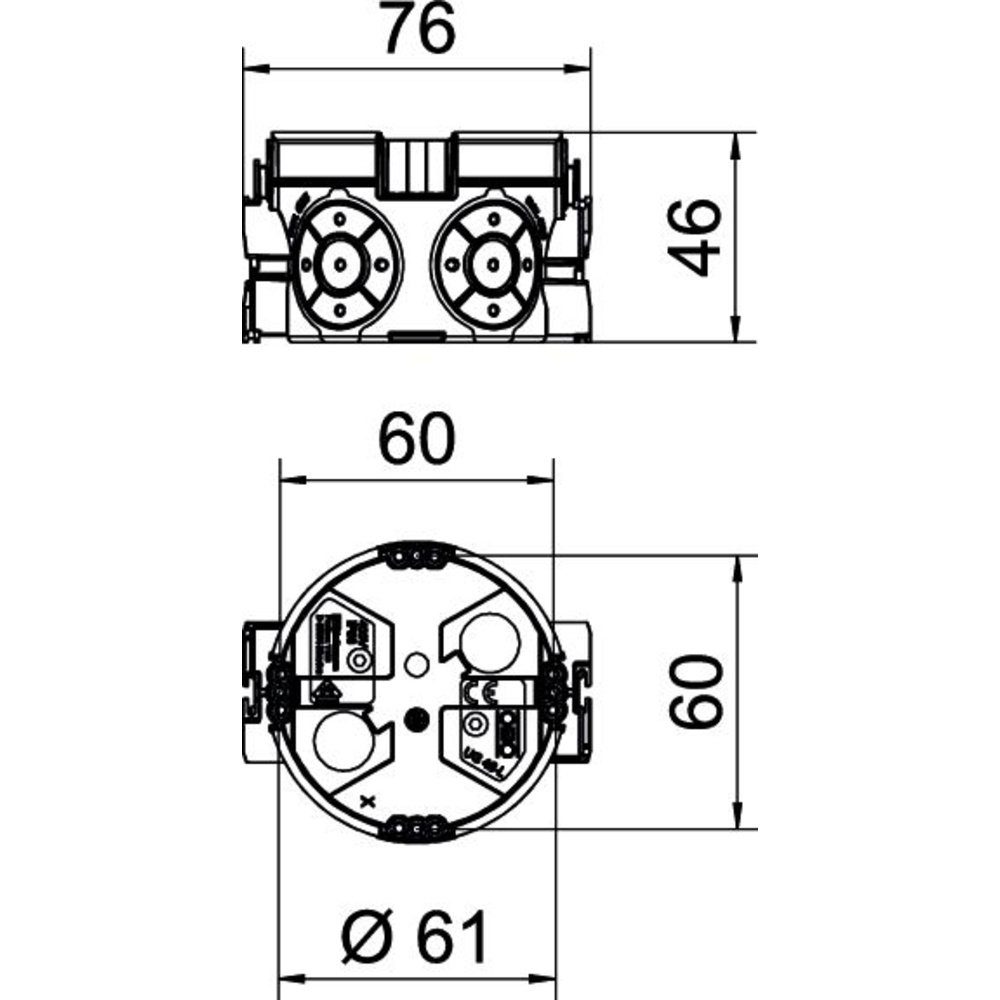 OBO BETTERMANN Steckdose OBO Bettermann 2003706 Gerätedose winddicht (x T) 60 mm x 46 mm 25