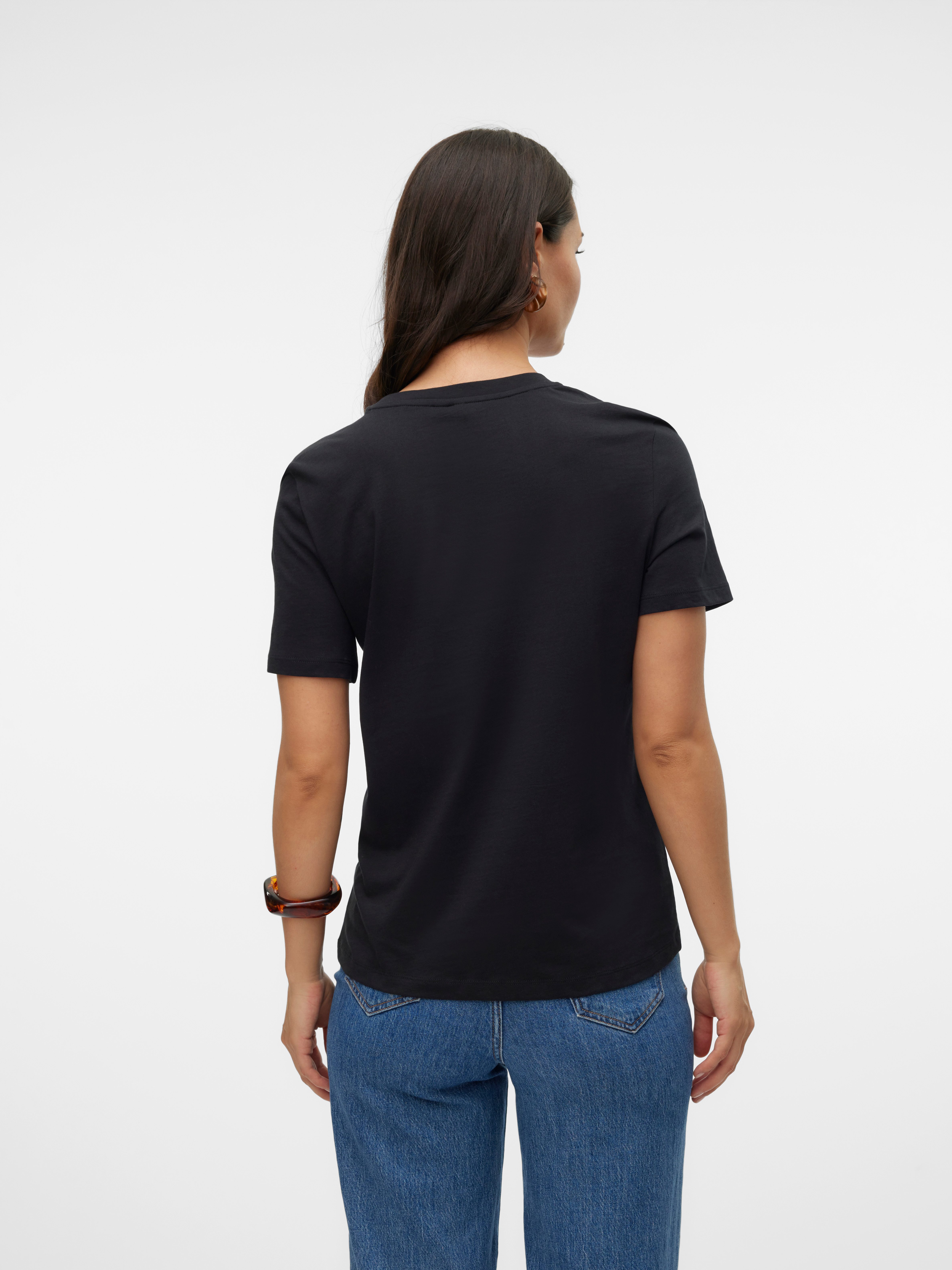 Vero Moda Kurzarmshirt VMPAULINA SS T-SHIRT GA JRS NOOS Baumwolle, regular fit