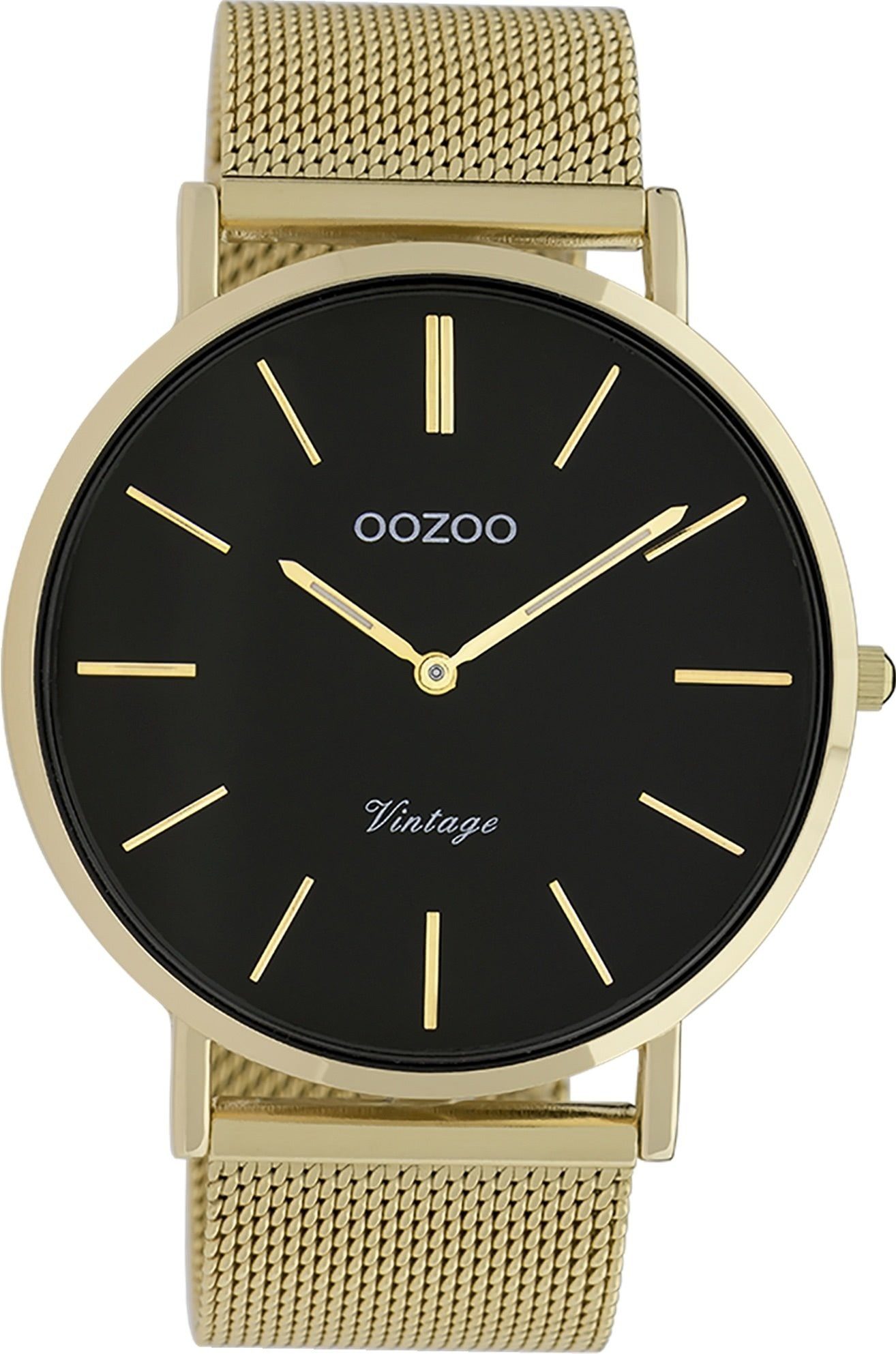 OOZOO Quarzuhr Oozoo Herren Armbanduhr gold Analog, Herrenuhr rund, groß (ca. 44mm) Edelstahlarmband, Fashion-Style