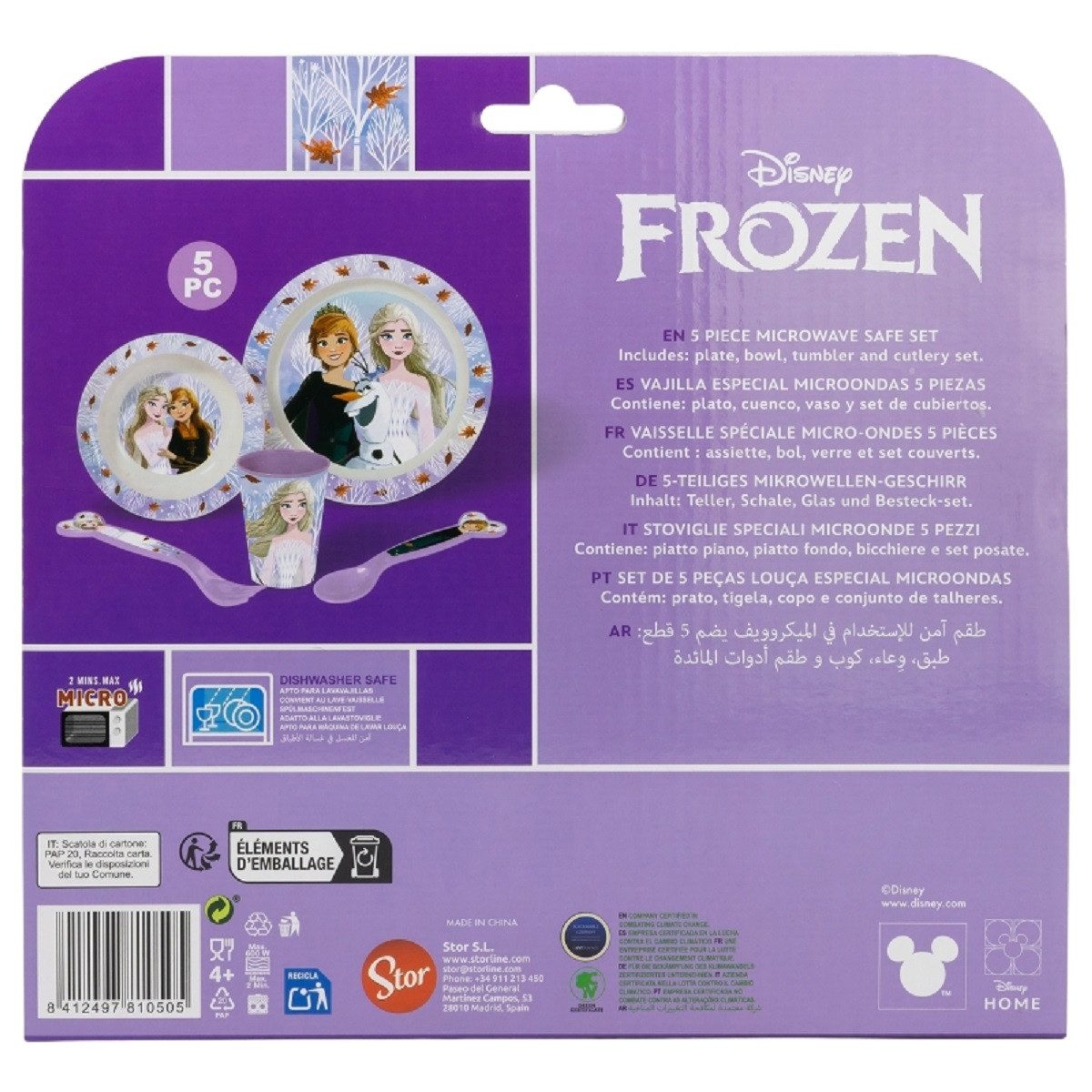 Disney Frozen Frühstücks-Set Teller-Set Mikrowellengeeignet 5-teiliges rutschfestem Boden