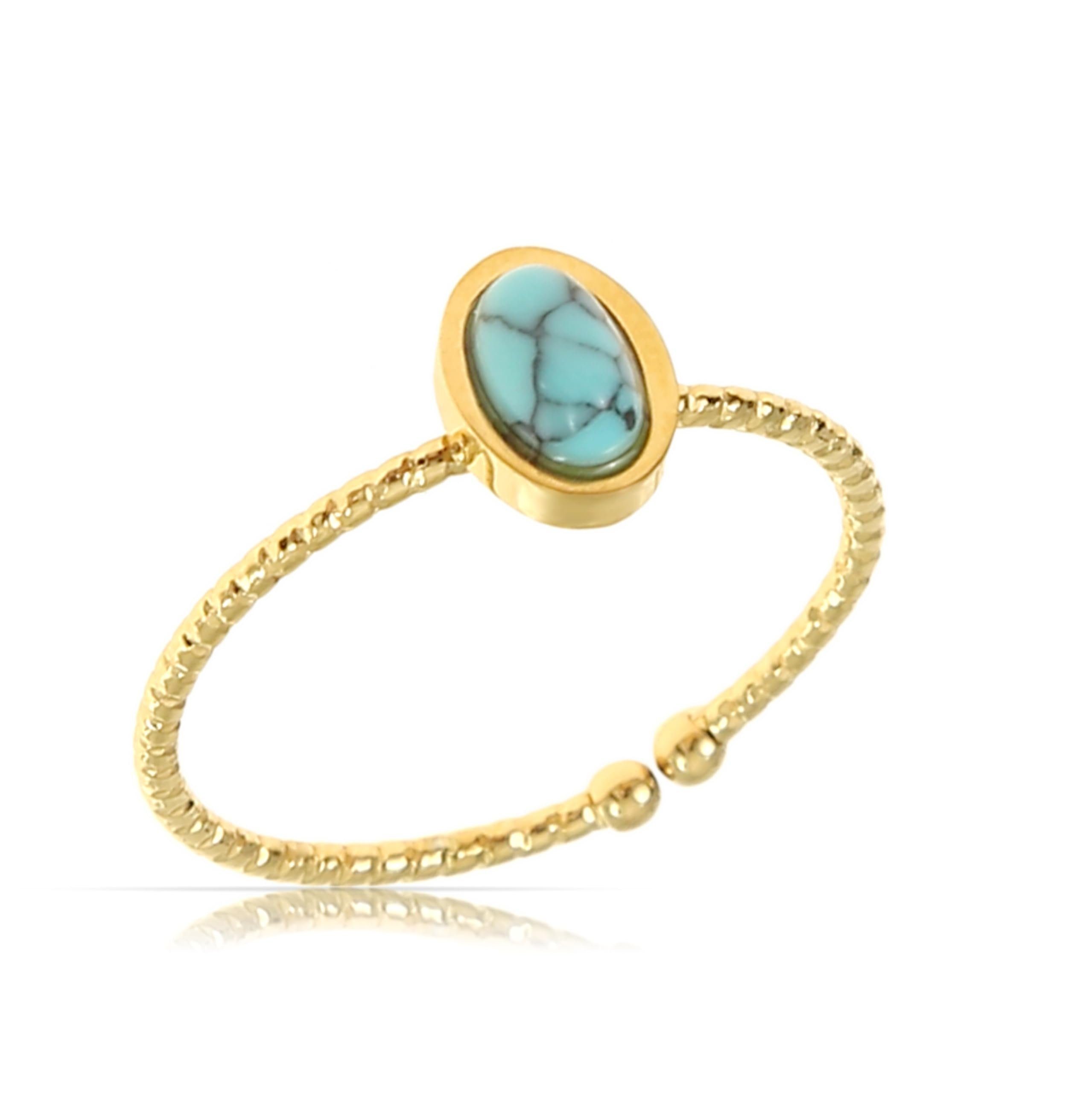 Made by Nami Fingerring Filigraner Boho Edelstahl Ring Gold mit Ovalen türk günstig online kaufen