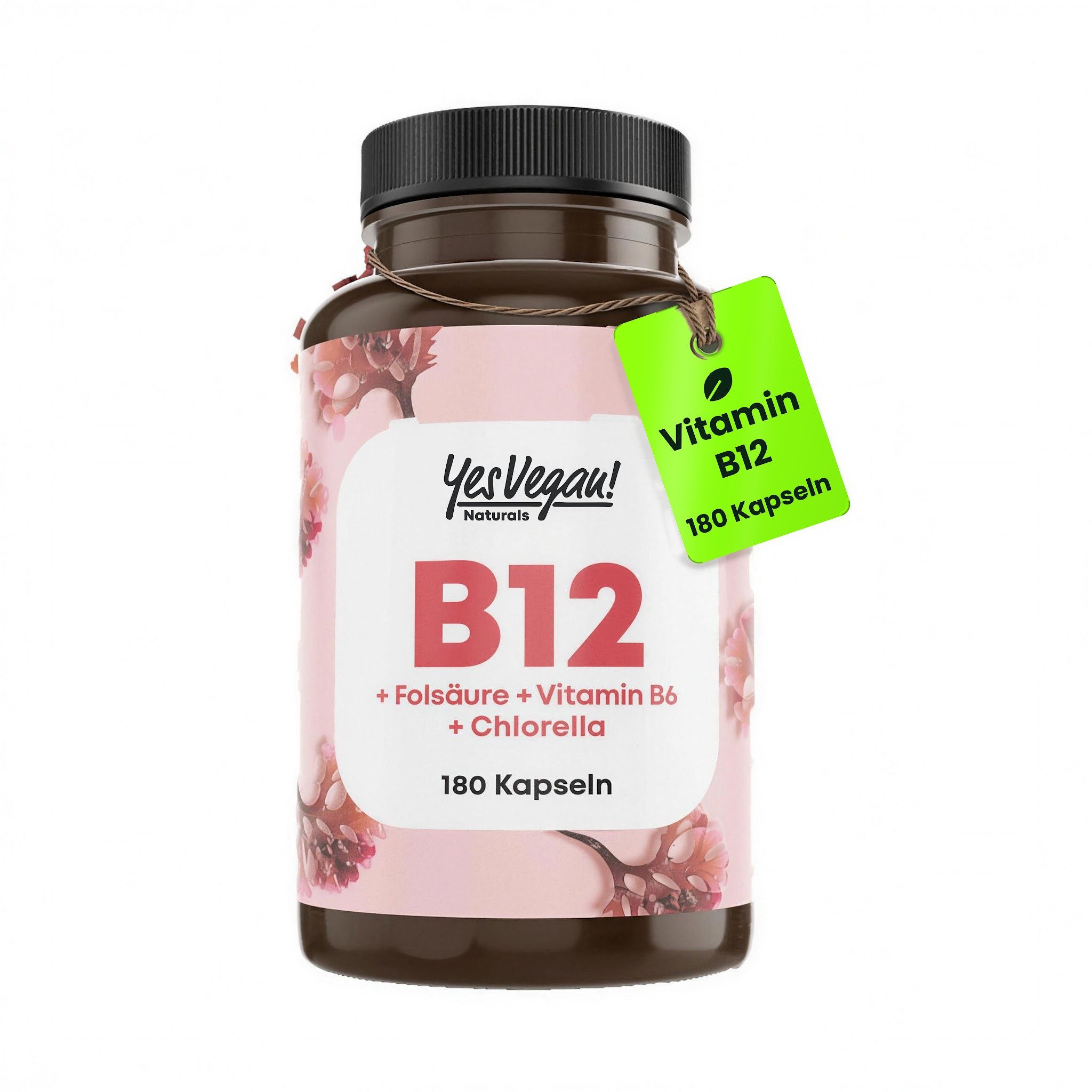 Yes Vegan Vitamin B12 hochdosiert 500 µg mit B6 + Folsäure Kapseln, 180 St., 55 g, vegan, laktosefrei, glutenfrei