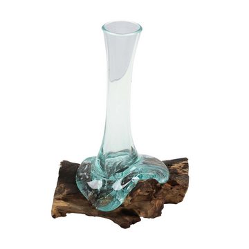 Casa Moro Dekovase Glasvase auf Wurzelholz A25 (einzigartige Glas Vase auf Wurzel Holz, Couchtisch Esszimmer Wohn Tisch Deko), Kunsthandwerk - Jede Dekosvase ist garantiert ein Unikat
