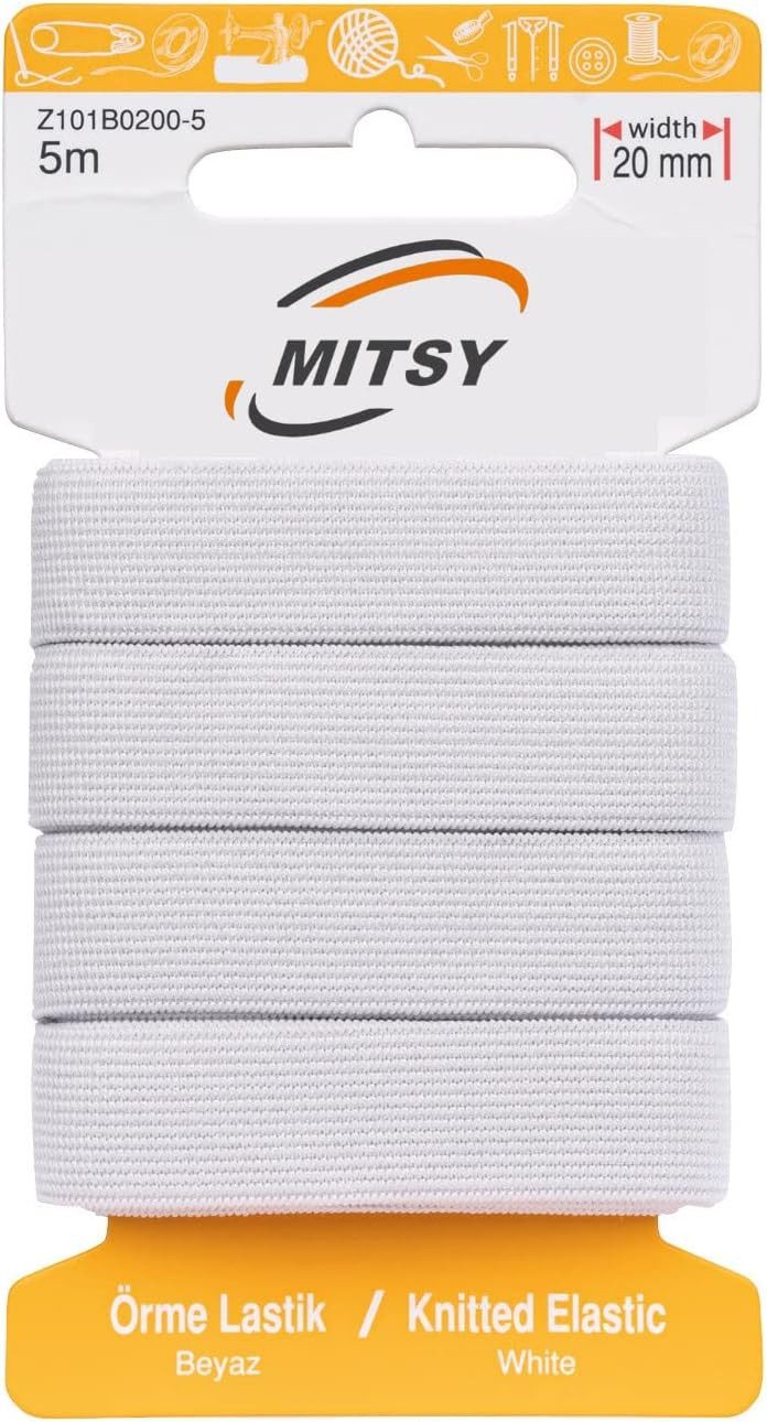 MITSY Gummibänder elastisches Gummiband 1,5/3/5/6/8/10/20/30 mm Gummilitze 5/10/25/100 m, Reißfest, Stark für Kleidung & DIY, ISO 9001/14001/OHSAS zertifiziert