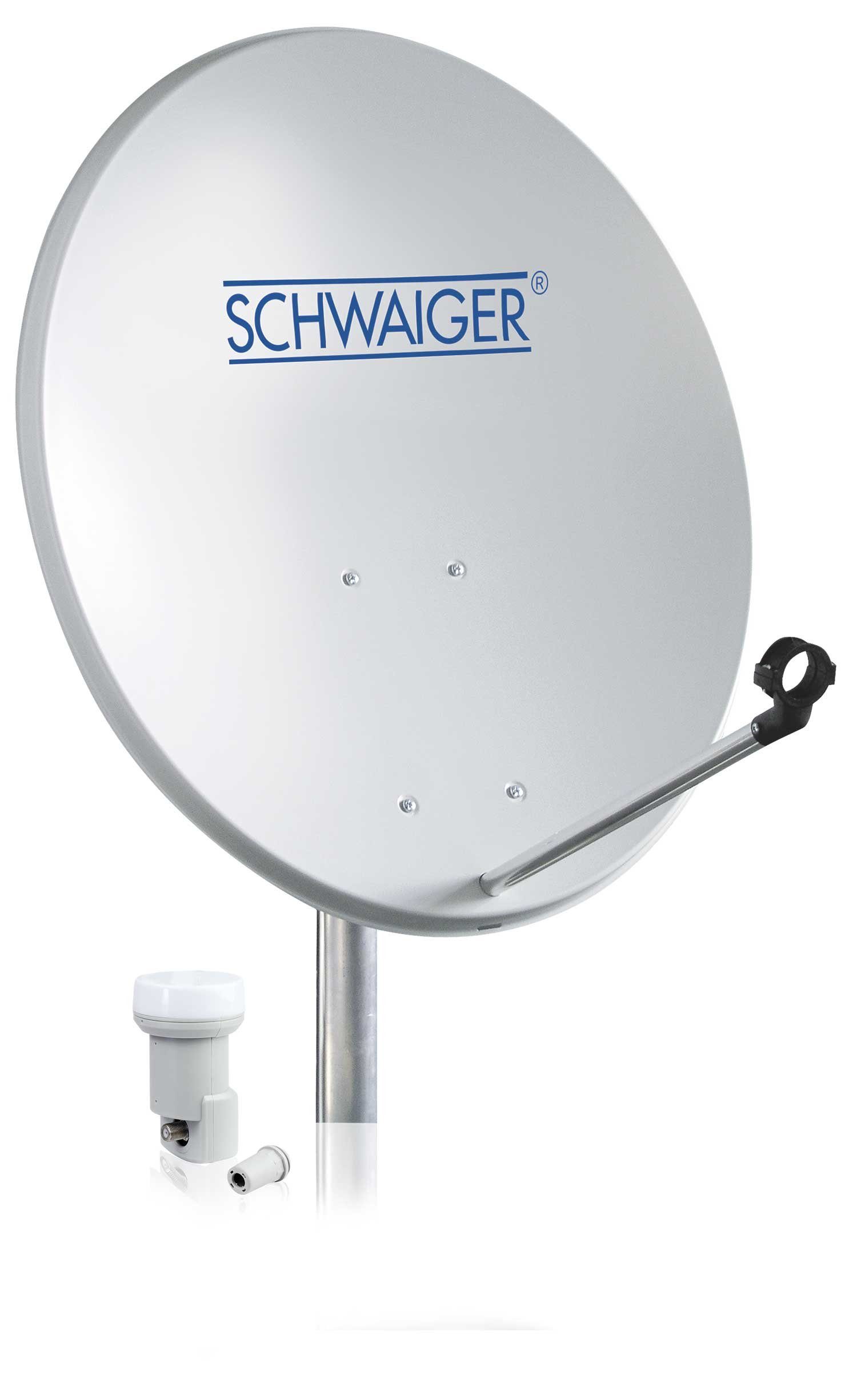 Schwaiger SPI5500SET1 SAT-Antenne (55 cm, Stahl, Single LNB, hellgrau)