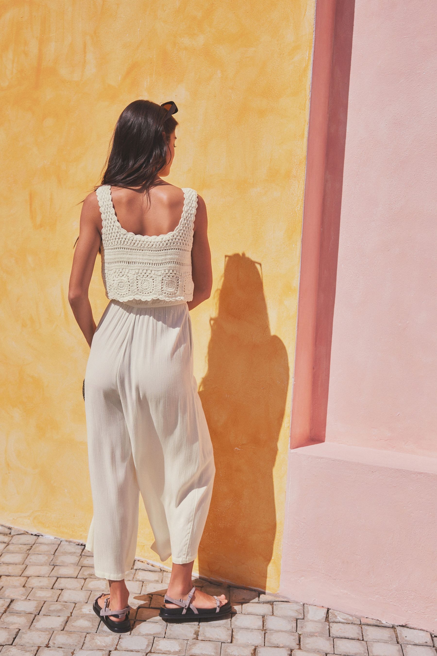 Next Jumpsuit Sommer-Jumpsuit mit Häkeltop (1-tlg)