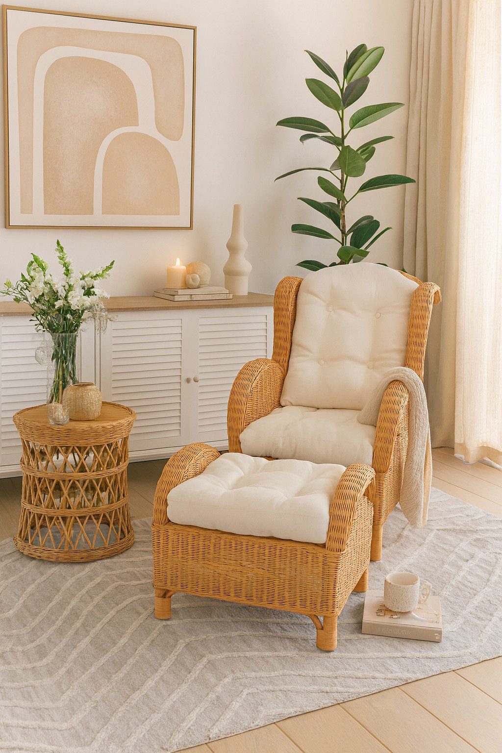 moebel-direkt-online Ohrensessel Luna (Sessel und Sitzhocker), Handgeflocht günstig online kaufen