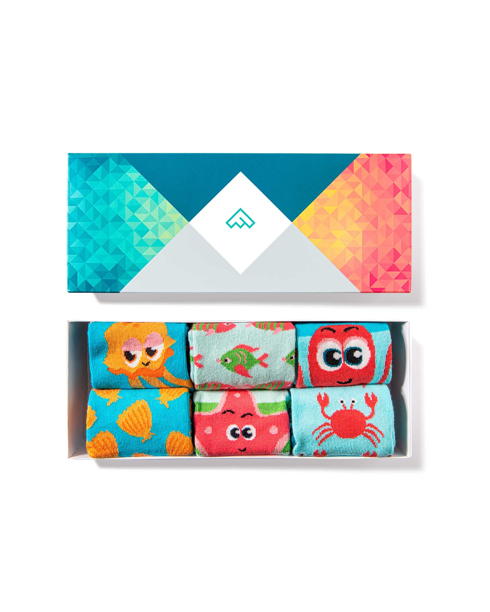 FUNDMATE Freizeitsocken AQUARI (Box) Kindersocken Mix & Match mit Meeres-Muster, 4€ Spende pro Kauf
