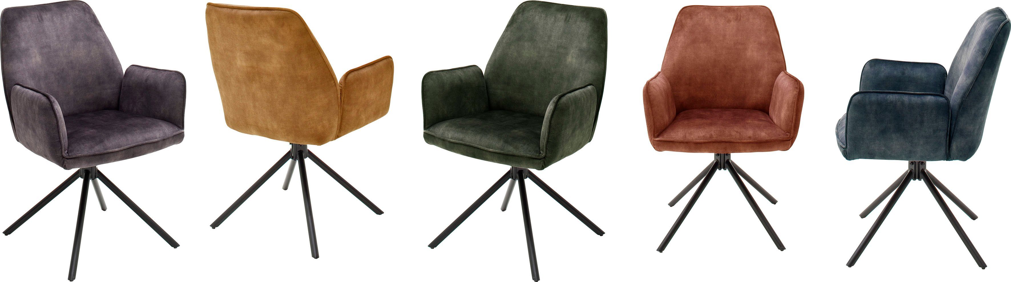 MCA furniture Esszimmerstuhl Ottawa mit | Rostbraun 120 bis mit Keder, St), Rostbraun belastbar Vintage Armlehne Veloursoptik Kg Stuhl 2 (Set