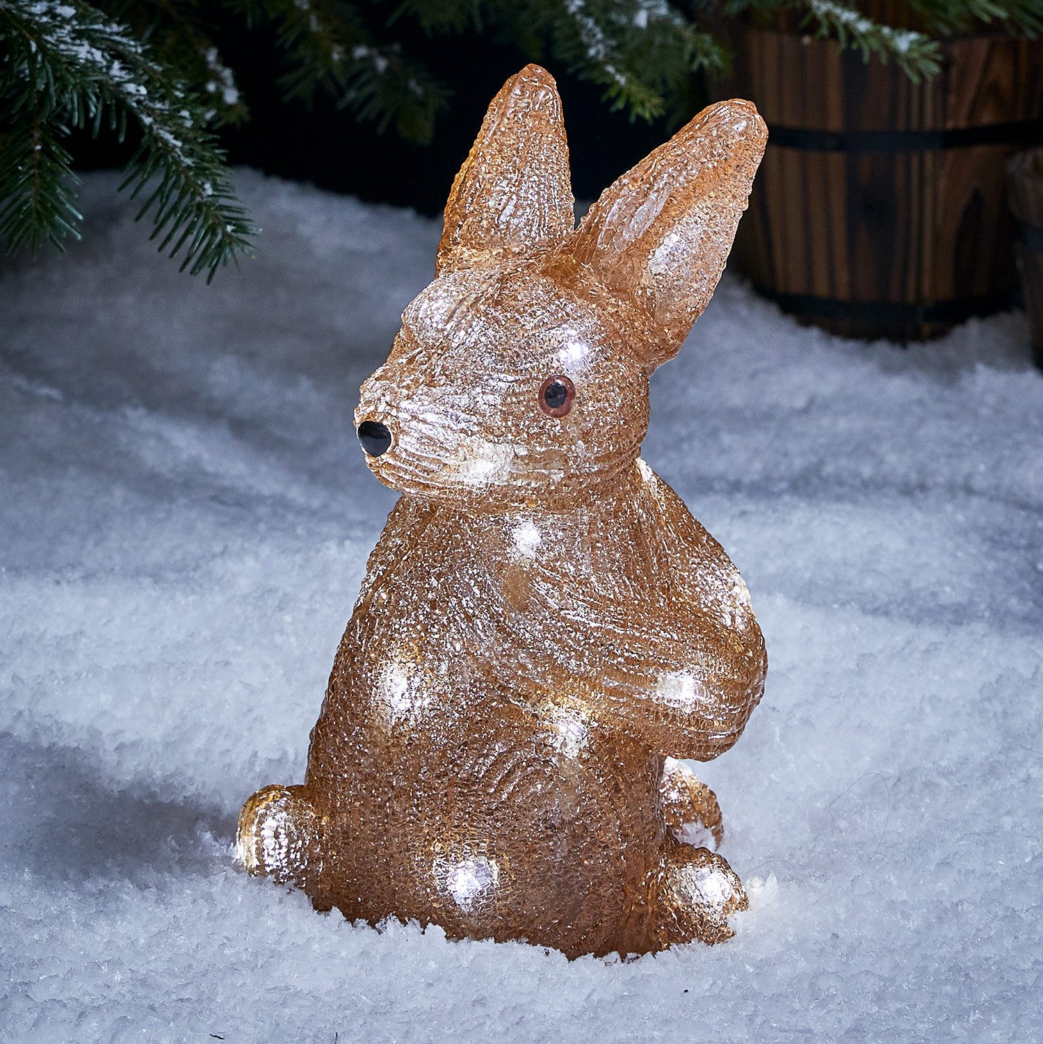Lights4fun LED Dekofigur LED Acryl Weihnachtsfigur außen Hase, LED fest integriert