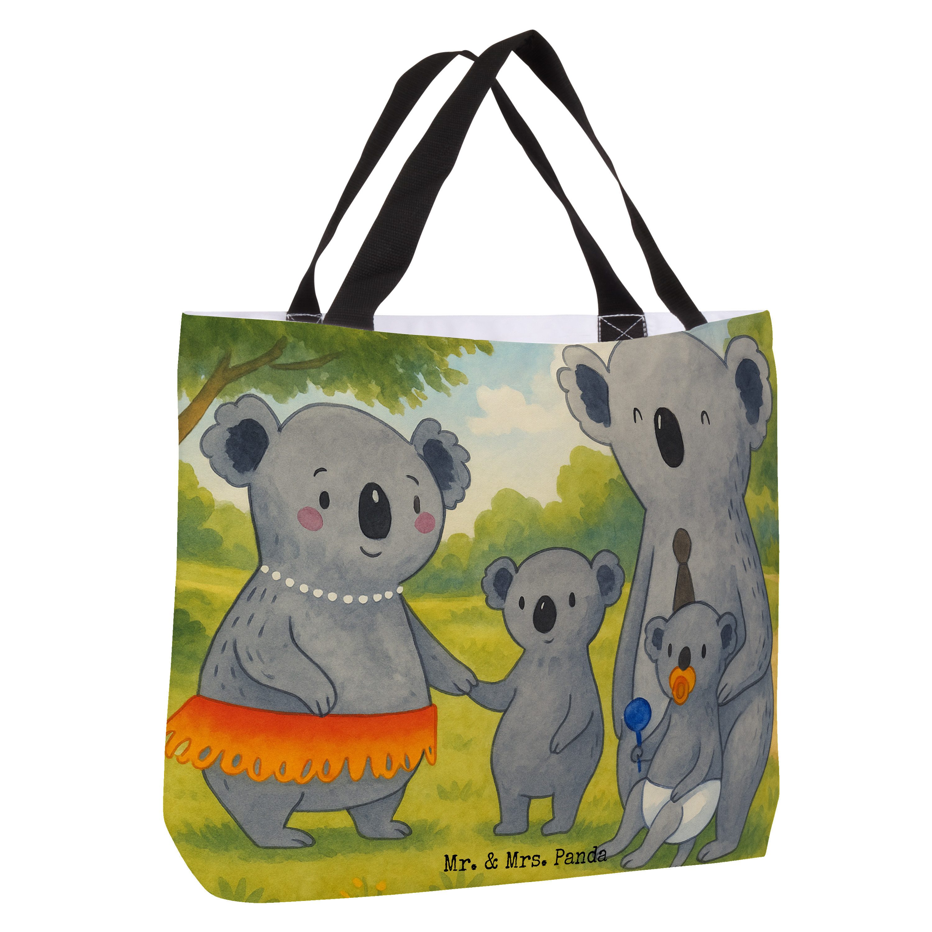 Mr. & Mrs. Panda Shopper Koala Familie Design, Schultasche, Weiß, Reisetasche, Kinder, Koalas, (Packung), Laptoptasche Papa Büchertasche