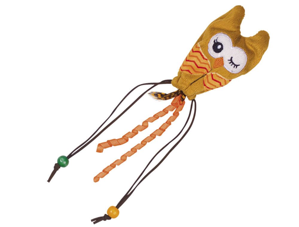 Nobby Tierkuscheltier Plüsch Eule mit Holzkugel, orange