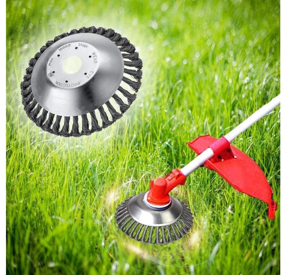 Thumbnail - BlingBin Motorsensenmesser Unkrautbürste Wildkraut Fugenbürste Stahl Rundbürsten Fuer 200x25,4mm (4er Set, 4-St., 4 Stüc...