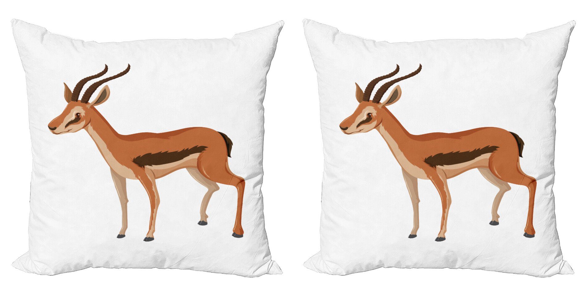 Kissenbezüge Modern Accent Doppelseitiger Digitaldruck, Abakuhaus (2 Stück), Antilope Cartoon-Tier auf Plain