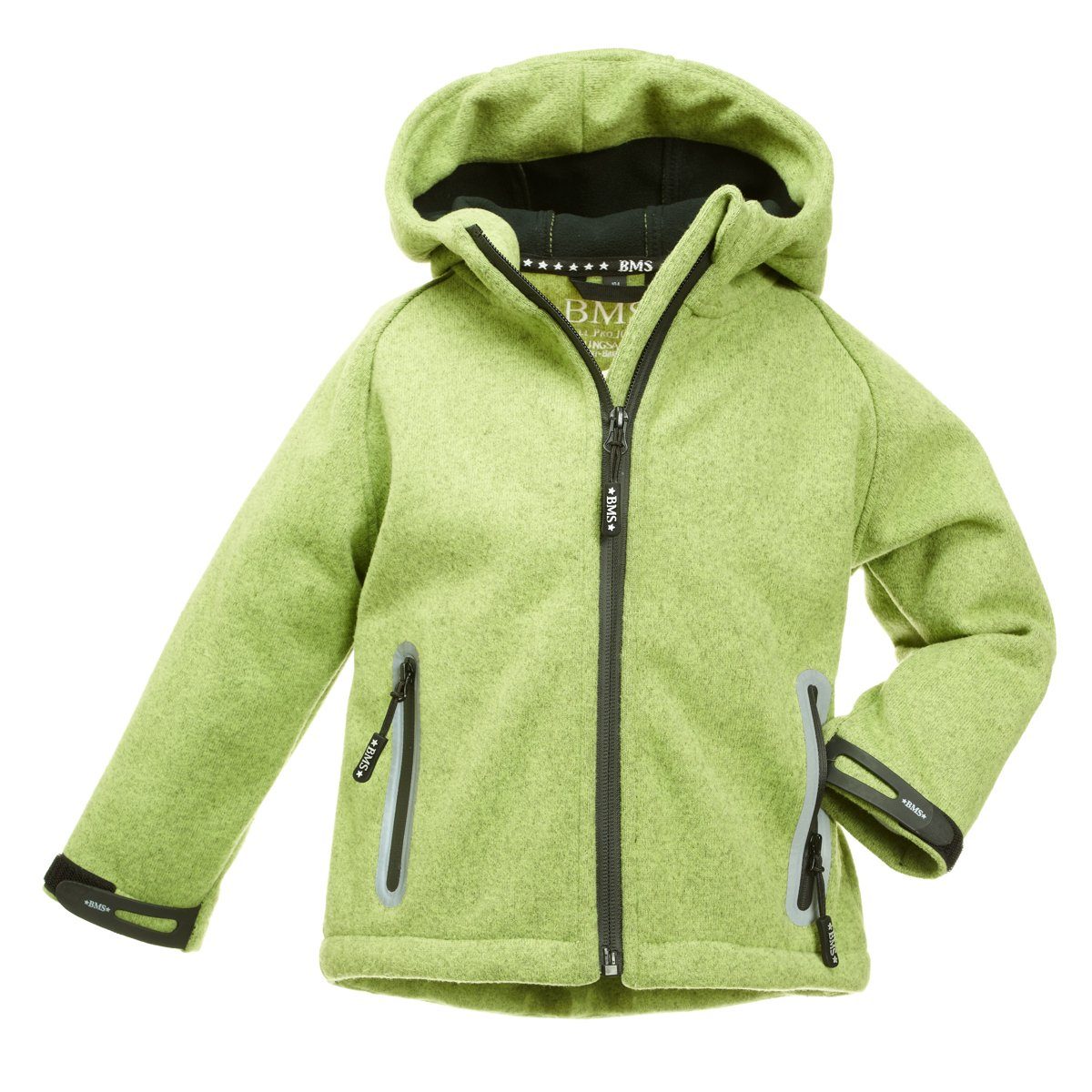 BMS Outdoorjacke Kinder Outdoorjacke Softshell in Strickoptik alpingrün