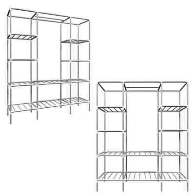 eyepower Kleiderschrank Breiter XXL Kleiderschrank Metall Regal Schrank Stecksystem Kleiderstange