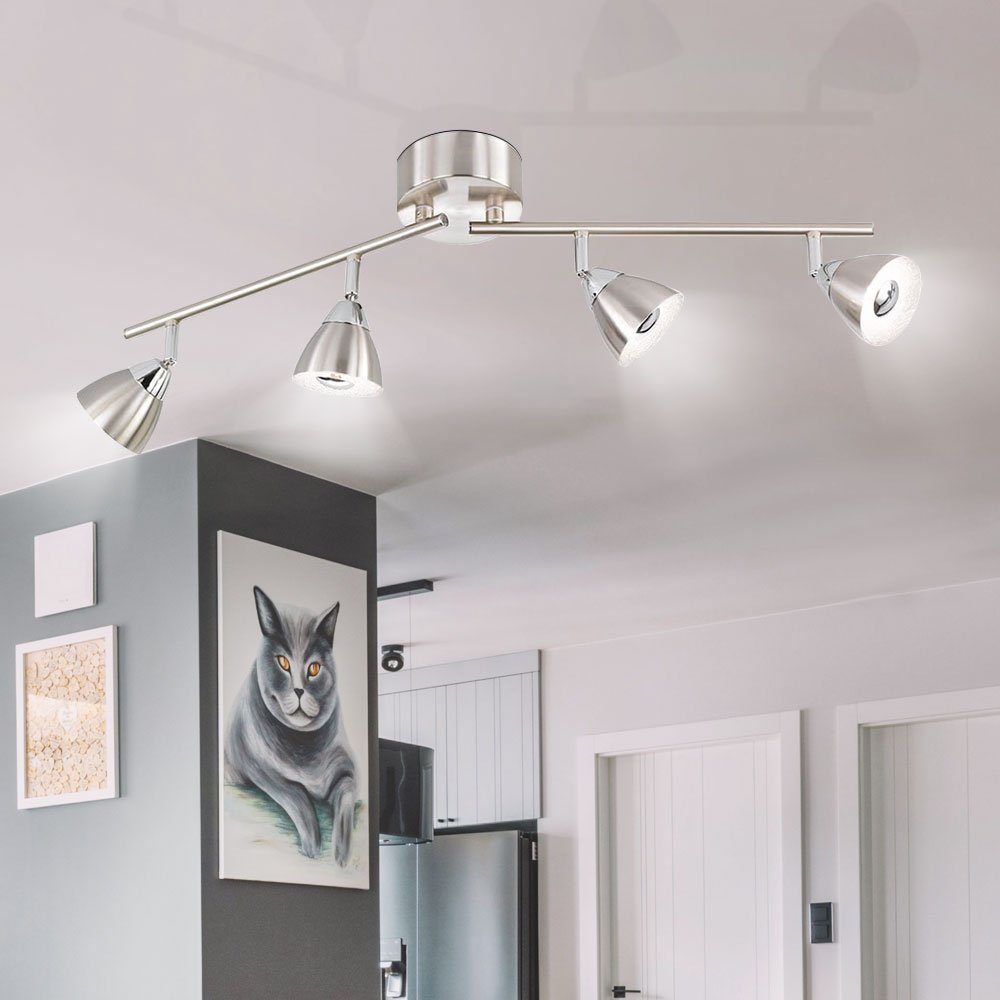 LED Decken Leuchte Aluminium Wohn Zimmer Beleuchtung Glas Lampe Spots beweglich 