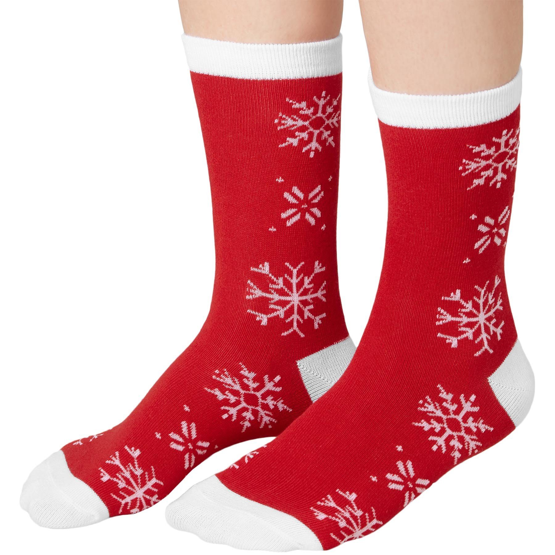 dressforfun Kuschelsocken Flauschsocken, Socken für die Weihnachtszeit in Rot und Weiß (Haussocken, Konfektionsgröße 0 in rot/weiß) Dehnbarer Bund für guten Sitz, Atmungsaktiv und klimaregulierend