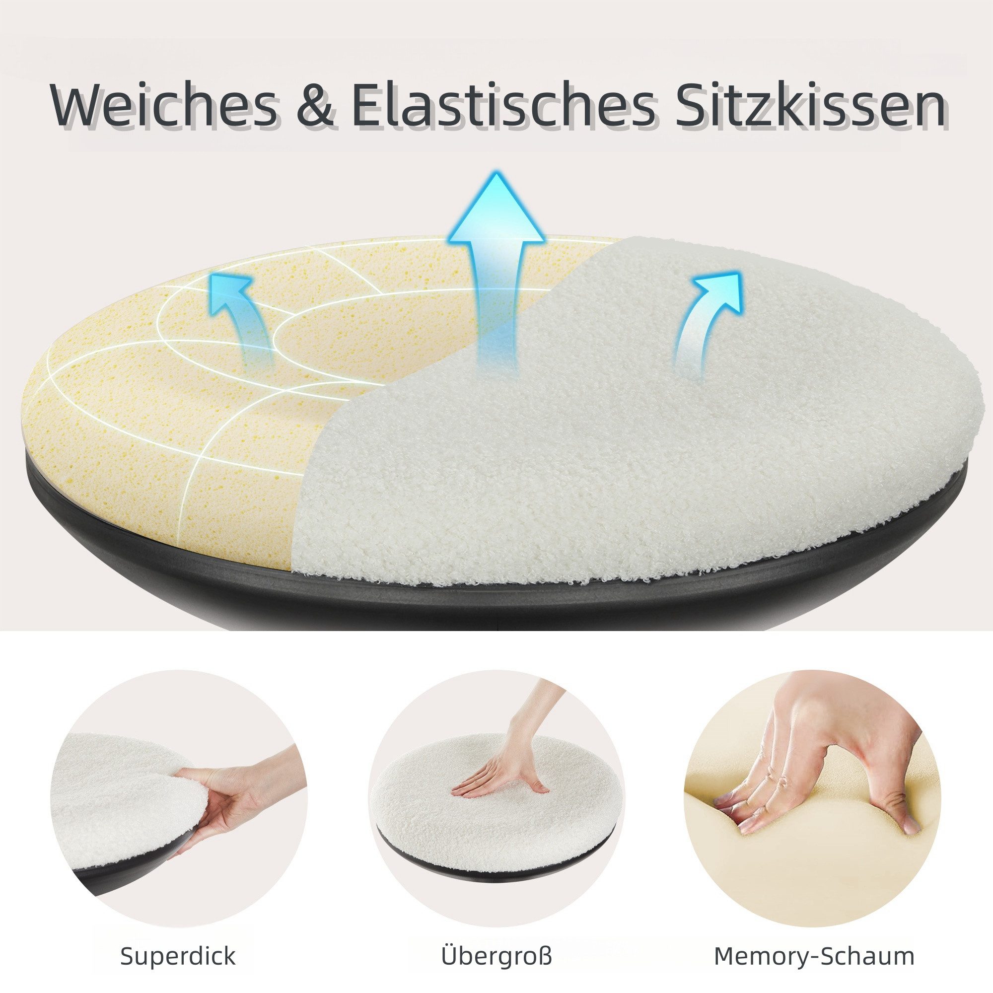 IWMH Drehhocker Höhenverstellbar Bürohocker, Drehbar Arbeitshocker günstig online kaufen
