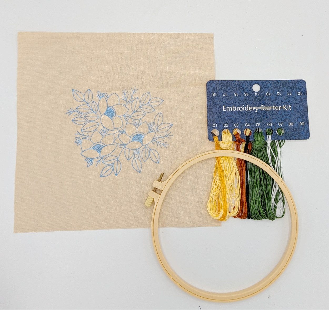 101DIYStudio Kreativset Stickset Anfänger Erwachsene mit Blumenmotiv inkl. Stickrahmen, (Geschenk Geburtstag Hochzeit), Größe: 20 cm x 20 cm