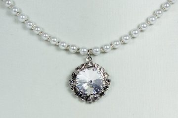 LUISIA® Perlenkette Perlencollier "Kate" mit Kristall von Swarovski® Anhänger (inkl. Schmuckbox)