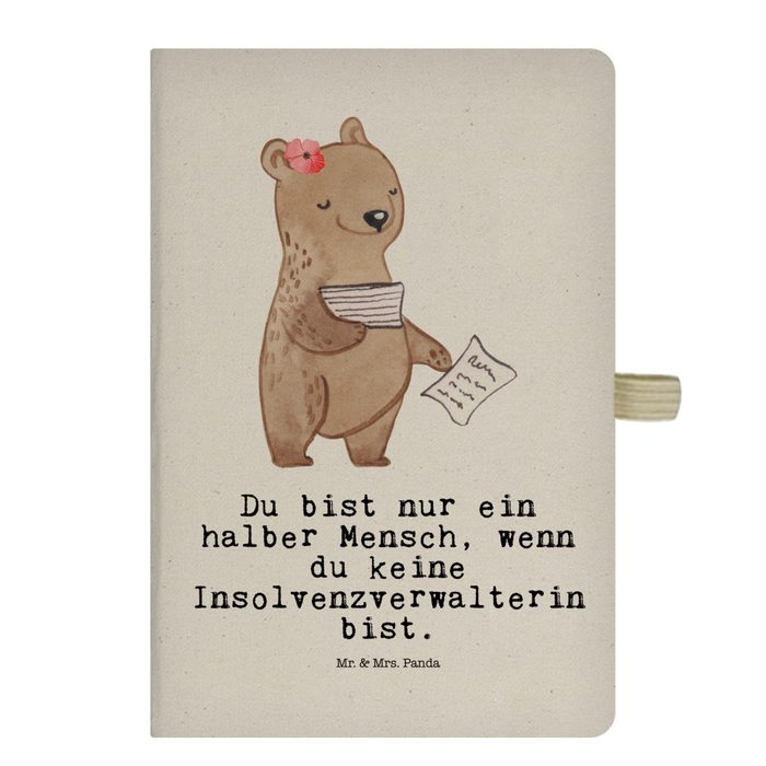 Mr. & Mrs. Panda Notizbuch Insolvenzverwalterin mit Herz - Transparent - Geschenk Tagebuch Sch