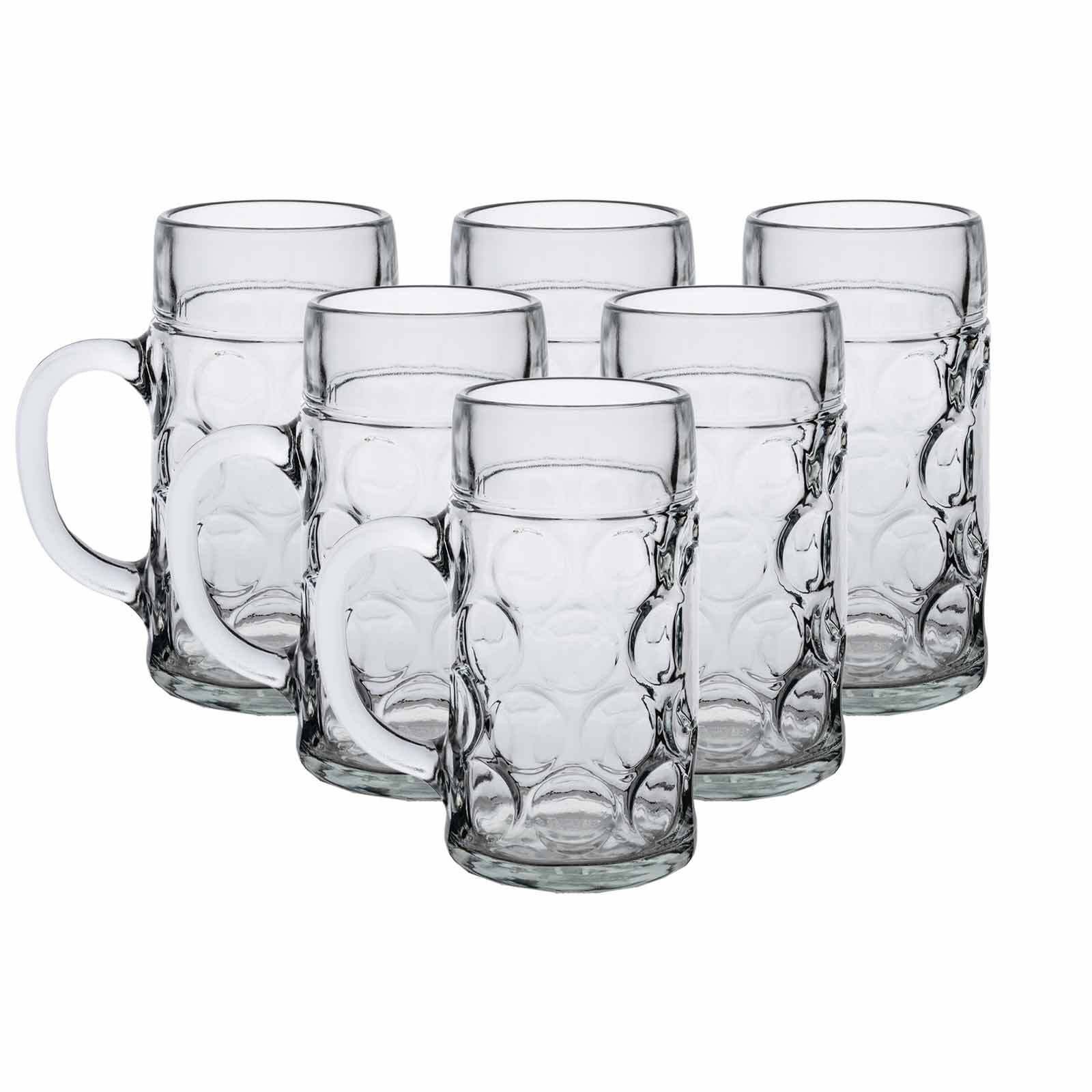 van Well Bierkrug Maßkrüge geeicht 1 l 6er Set, 6-tlg., Glas