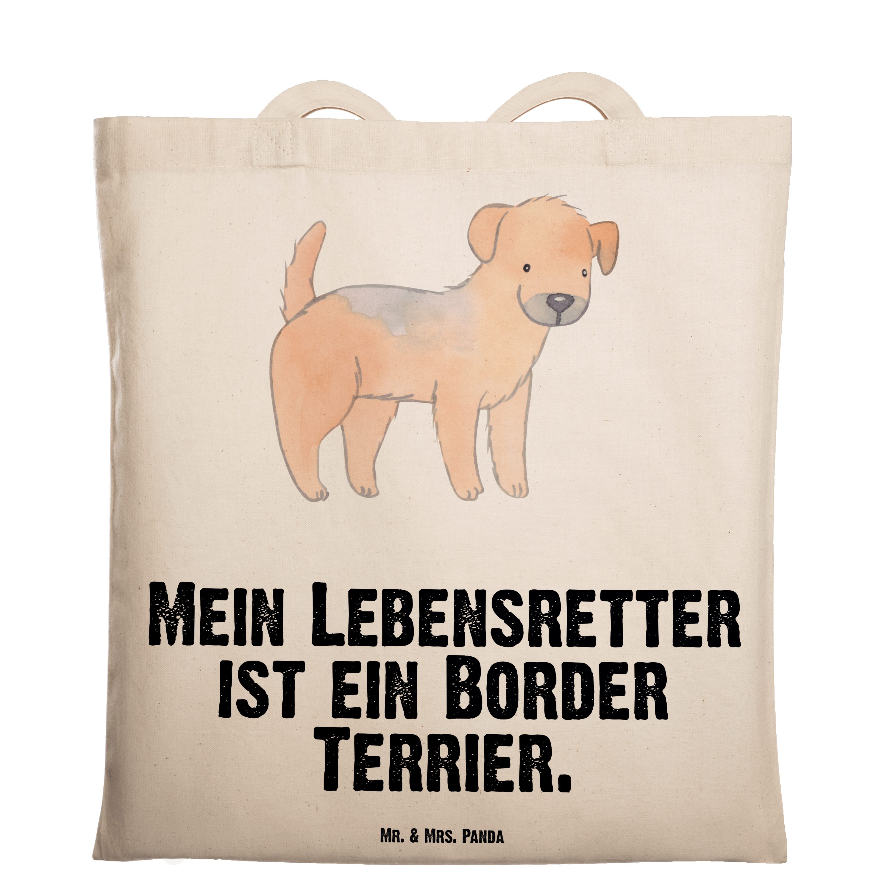 Mr. & Mrs. Panda Tragetasche Border Terrier Lebensretter - Transparent - Geschenk, Beutel, Stoffbe (1-tlg)