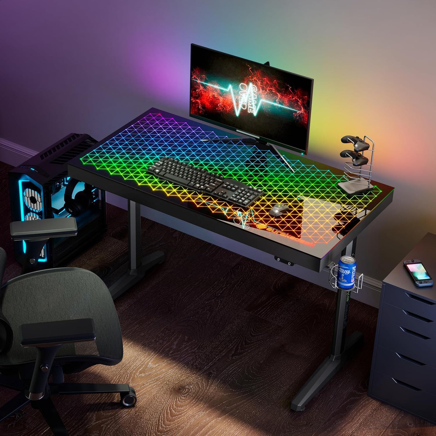 EE EUREKA ERGONOMIC Gamingtisch Höhenverstellbarer Glas günstig online kaufen