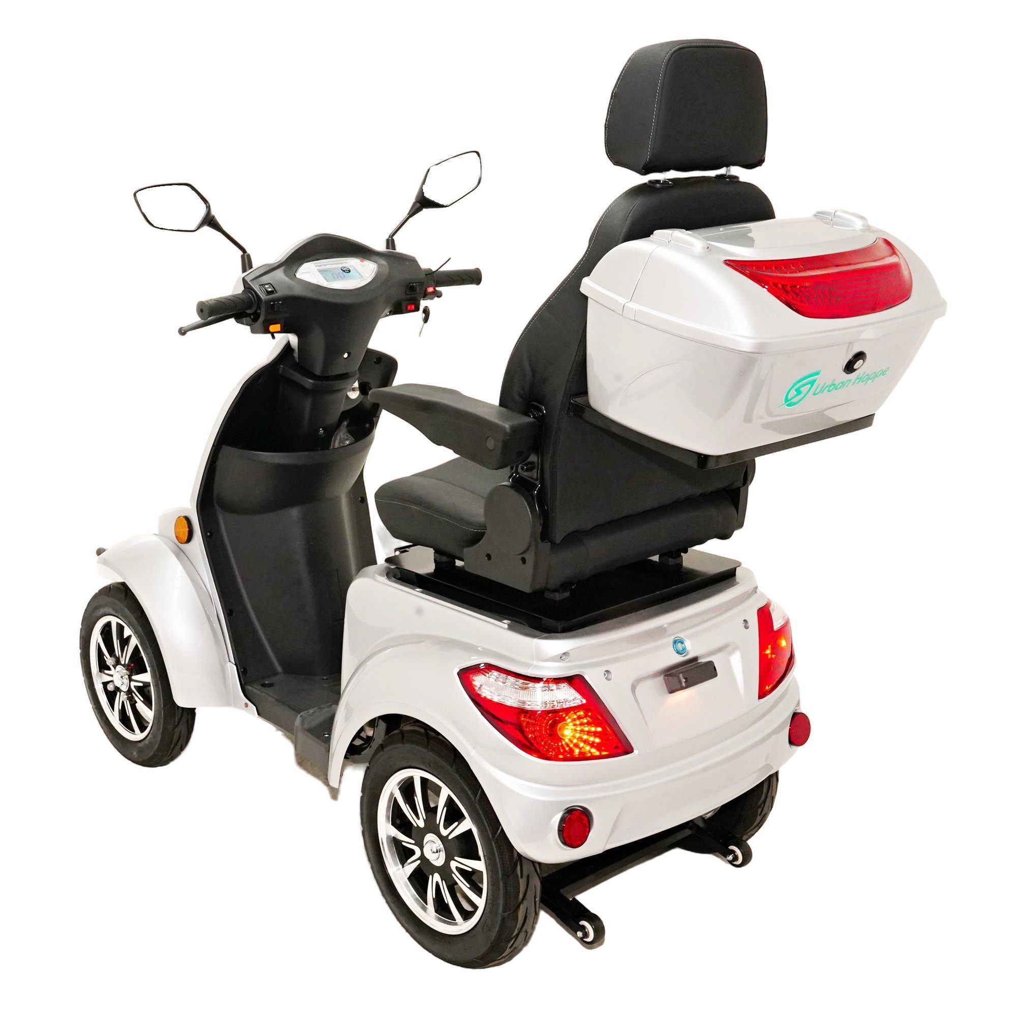 Urban Hopper E-Motorroller Elektro Seniorenmobil 4-Rad Elektroroller Urban Hopper Best Ager Li, 1000 W, 25 km/h, Lithium Akku herausnehmbar mit Top-Case Stockhalter ca 60KM 3 Gang COC