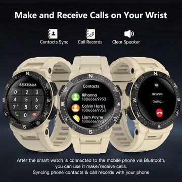 Bebinca Smartwatch (1,3 Zoll, Andriod ios), Herren Sport 1.3" Freisprechanrufe tätigen und empfangen Bluetooth