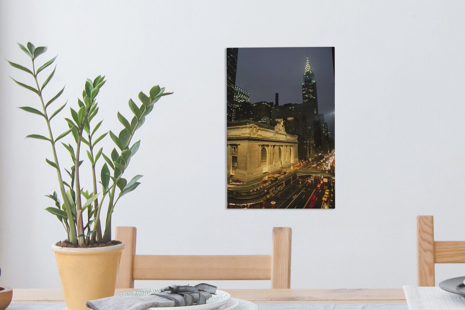 OneMillionCanvasses® Leinwandbild New York - - fertig Bahnhof, (1 Abend inkl. Gemälde, Zackenaufhänger, 20x30 Leinwandbild St), cm bespannt