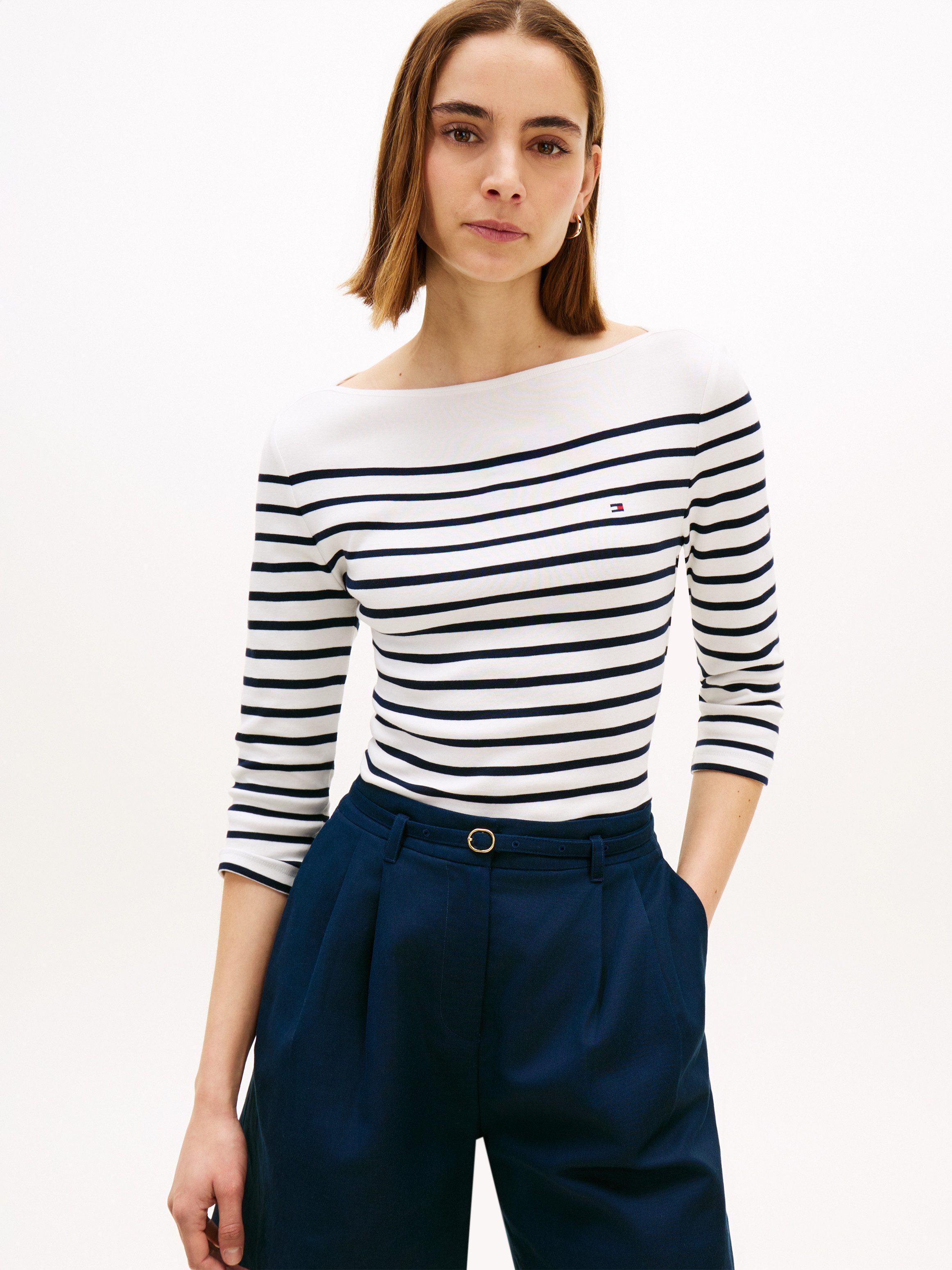 Tommy Hilfiger 3/4-Arm-Shirt NEW CODY SLIM BOAT-NECK mit Logostickerei günstig online kaufen