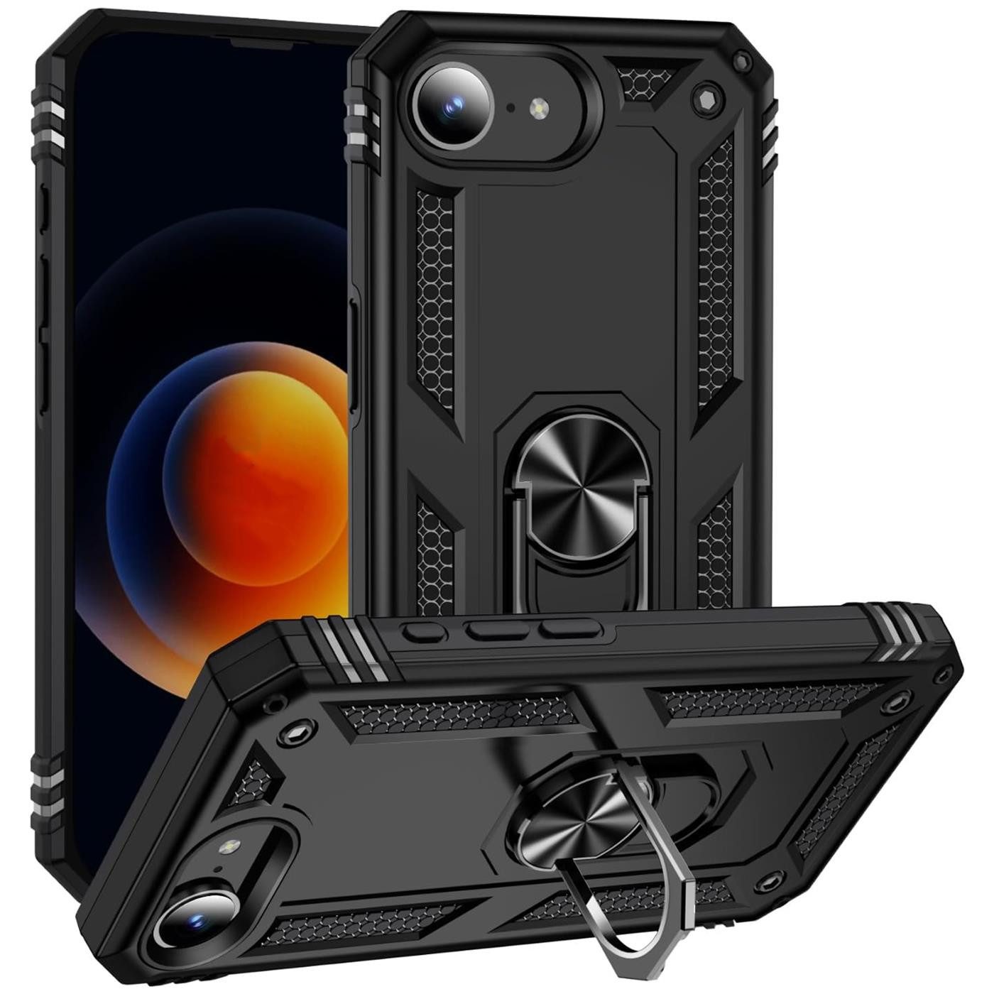 CoolGadget Handyhülle Armor Shield Case für Apple iPhone 16e 6,1 Zoll, Outdoor Cover mit Magnet Ringhalterung Handy Hülle für iPhone 16e
