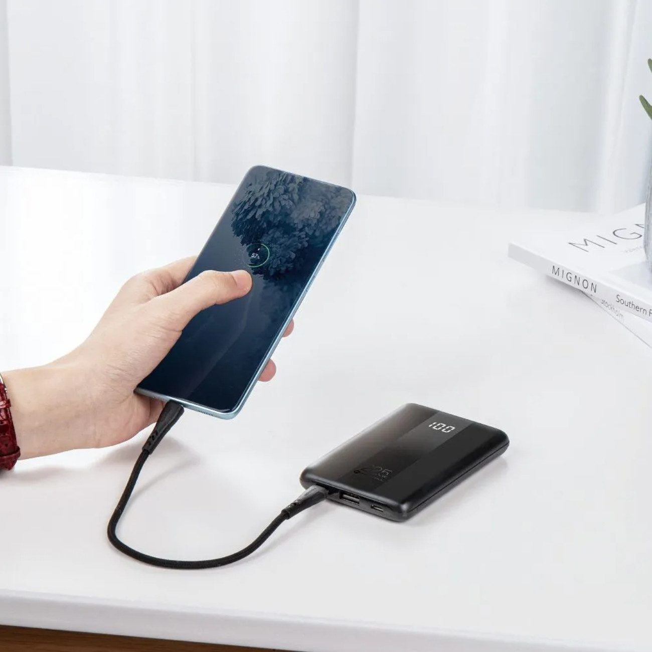 Forcell F-ENERGY P10K2 Powerbank 10000 mAh (5, 9, 12 V), Power Delivery, Quick Charge, LCD, Reisegeeignet, flugtauglich