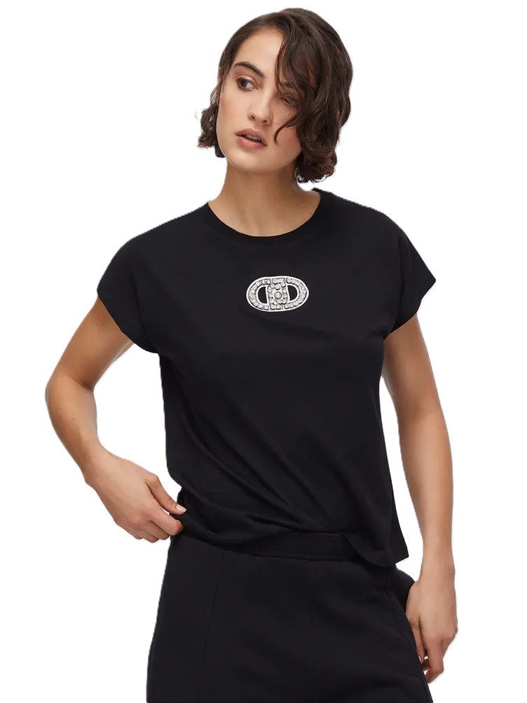 Liu Jo Kurzarmshirt ? Damen T-Shirt ? Kurzarmshirt mit Logo ? modisches Basic Shirt