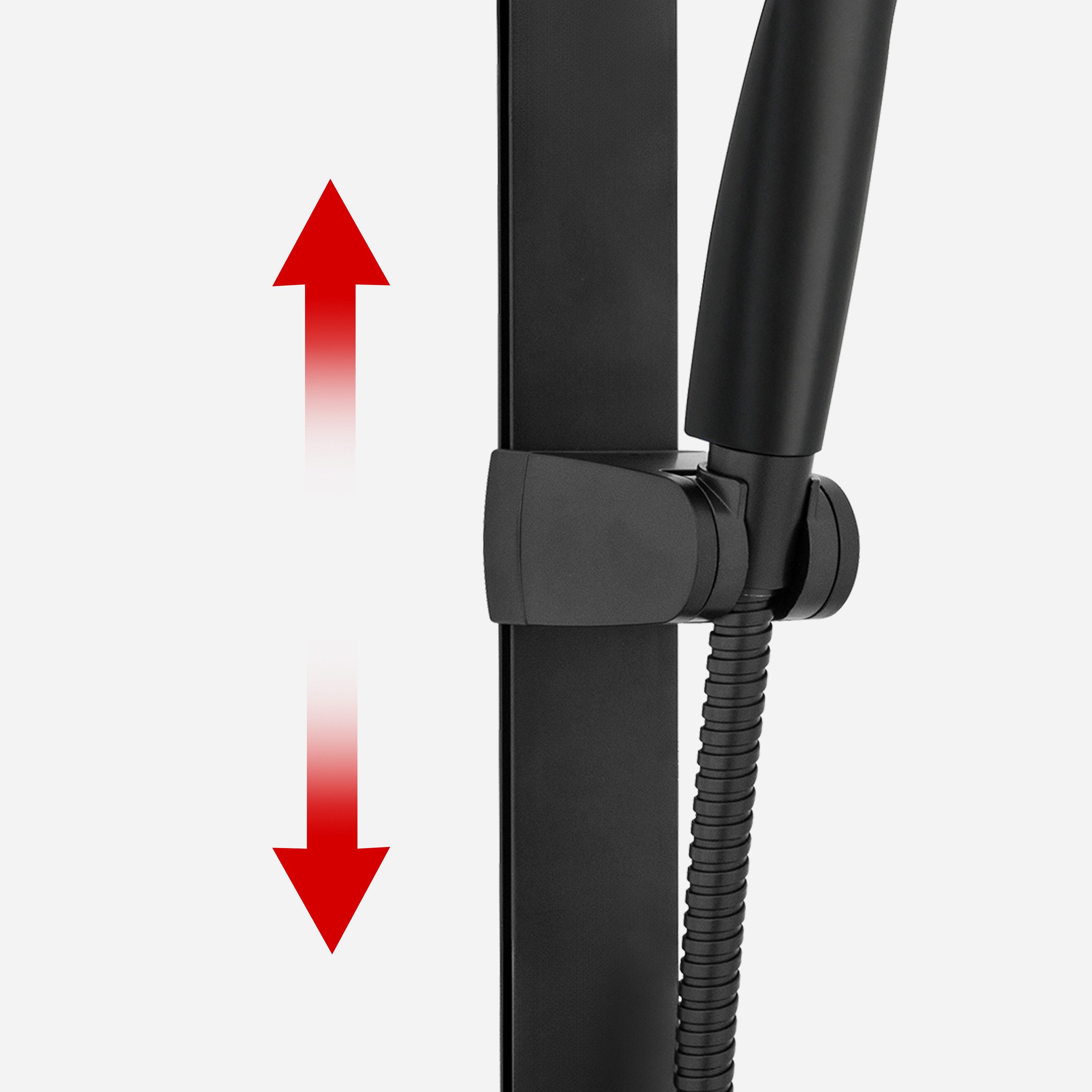 Euroshowers GmbH Duschbrause Duschstange Set ohne Bohren mit Duschkopf 3M Klebemontage Schwarz, (Komplettes Duschset mit Duschstange, Handbrause, Brauseschlauch – Bild 4 von 5