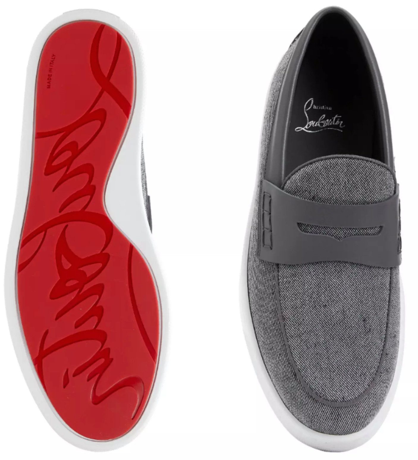 CHRISTIAN LOUBOUTIN Paqueboat Slippers Sneakers Boat-Schuhe Loafer Perfekte Kombination aus Leinen und Kalbsleder