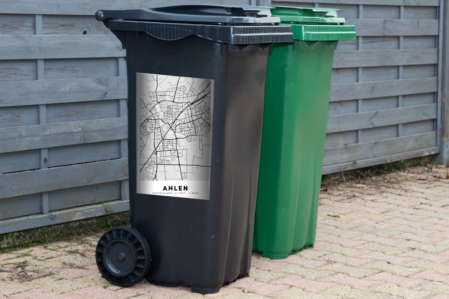 MuchoWow Ahlen - - St), Mülleimer-aufkleber, Karte Stadtplan (1 Mülltonne, Sticker, Deutschland - Wandsticker Container, Abfalbehälter