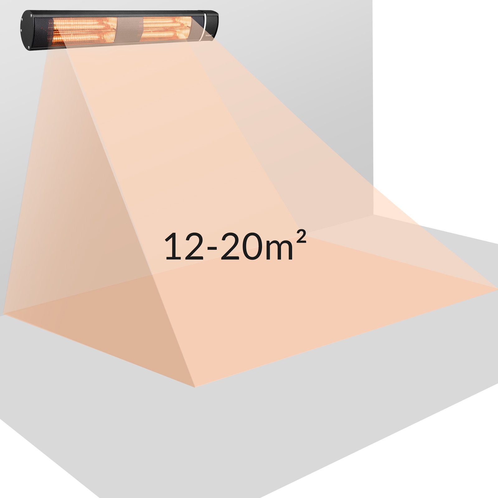 monzana MZH3000 W, Goldröhre Schwarz Fernbedienung 3 Heizstrahler Infrarotstahler, 3000 Heizstufen 90° Infrarotstrahler