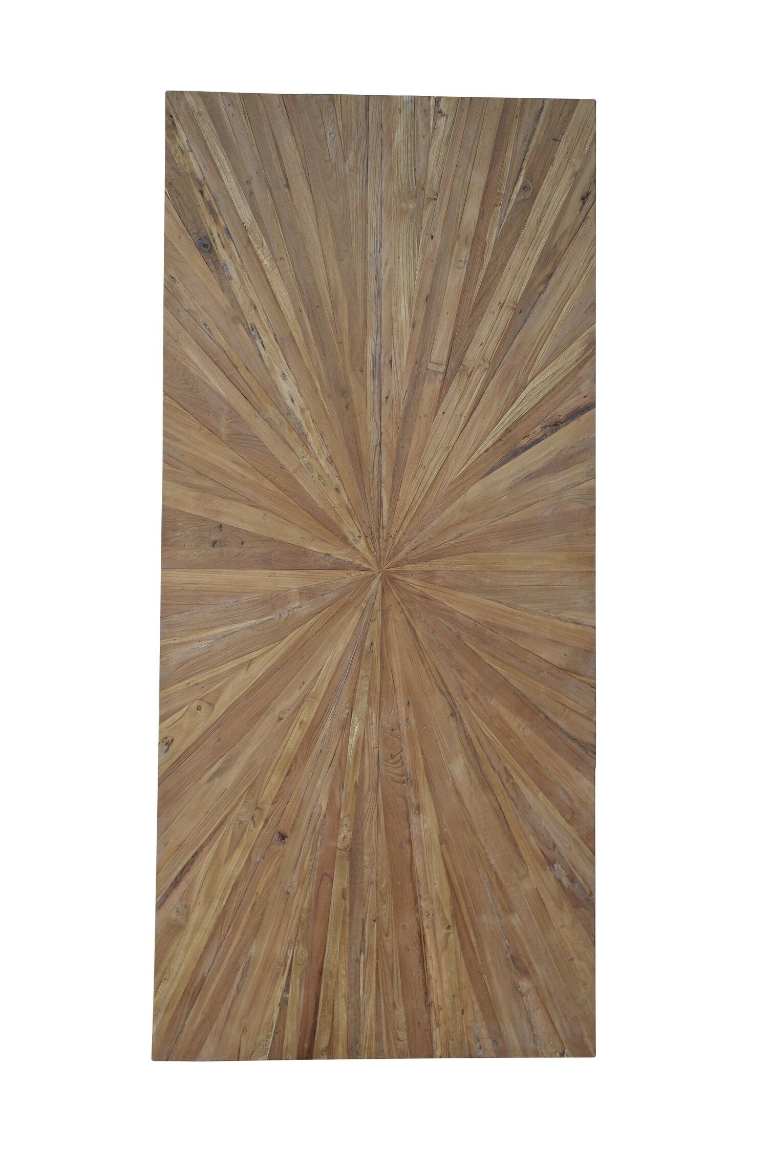 TPFLiving Esstisch Linos - Platte recyceltes Teak, Gestell Metall (Tischplatte in besonderem Design - Platte natur, Gestell antiksilber, Esstisch - Desinger Tisch Luxus - Esstisch massiv), Plattenstärke 50 mm - Esstisch 160x90cm
